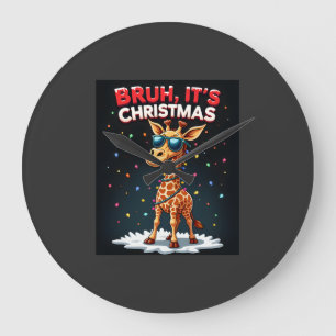 Reloj Redondo Grande Hermoso es Navidad Jirafa Divertido Dabbing Manga