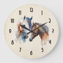 Reloj Redondo Grande Hermoso estilo Caballos de estilo Boho Occidental