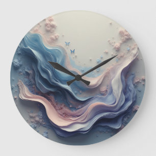 Reloj Redondo Grande Hermoso fondo pastel – Diseño soñador suave