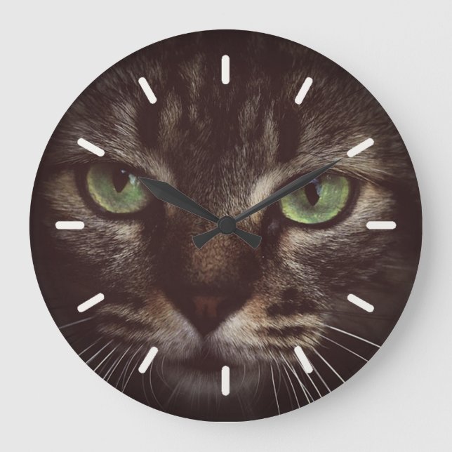 Reloj Redondo Grande Hermoso gato de mesa (Anverso)