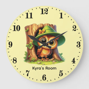 Reloj Redondo Grande Hermoso nombre de bebé búho guardería