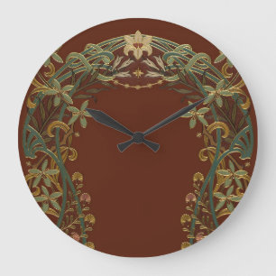 Reloj Redondo Grande Hermoso Nouveau Floral Con Lirio