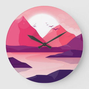 Reloj Redondo Grande Hermoso paisaje montañoso
