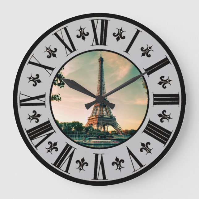 Reloj Redondo Grande Hermoso París ~ Torre Eiffel En Twilight ~ * ~ ~ (Anverso)