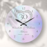 Reloj Redondo Grande Hermoso Pearl Heart 30 Aniversario<br><div class="desc">Con un hermoso corazón de perlas,  este reloj de aniversario de la moda 30 bodas puede ser personalizado con su información especial de aniversario de perlas en un fondo de perlas. Diseñado por Thisisnotme©</div>