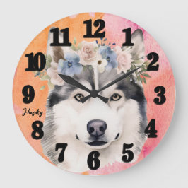 Reloj Redondo Grande Hermoso Perro Husky