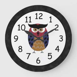 Reloj Redondo Grande Hermoso Personalizado Rústico Owl