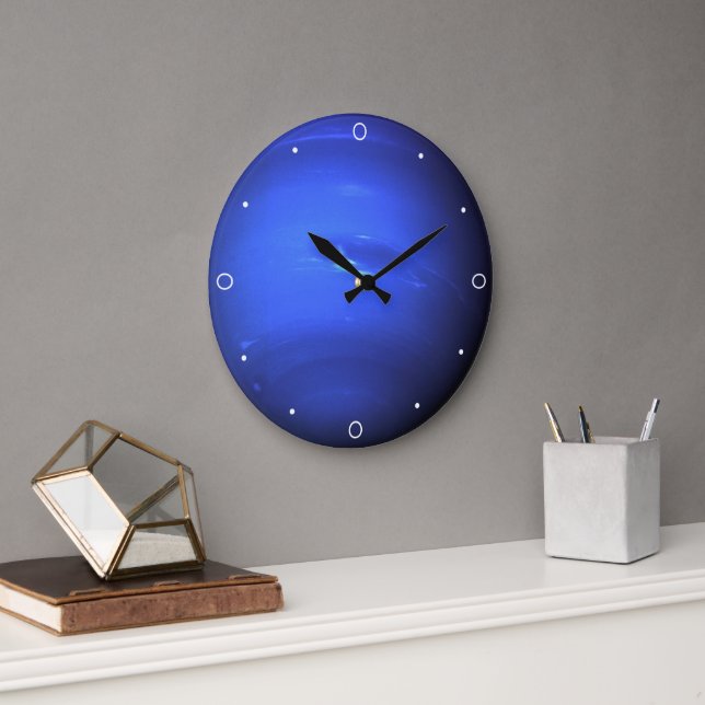 Reloj Redondo Grande Hermoso Planeta Azul Neptuno Espacios Solares (Oficina)
