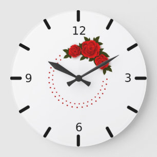 Reloj Redondo Grande Hermoso reloj grande de rosas rojas rojas
