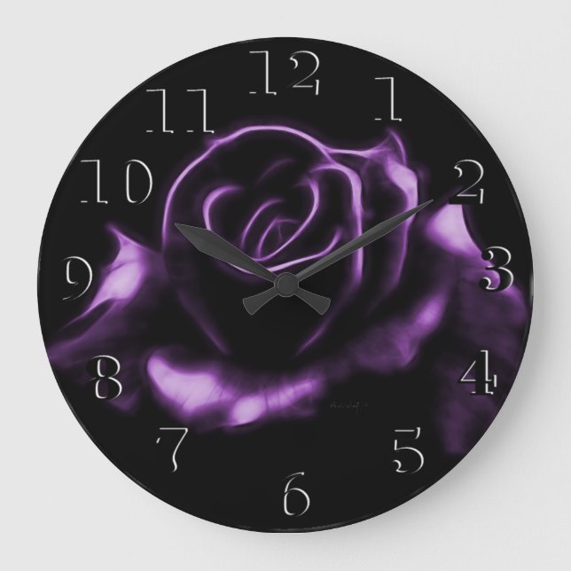 Reloj Redondo Grande Hermoso Rosa morado (Anverso)