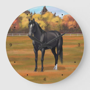 Reloj Redondo Grande Hermoso Stallion de caballos del Barrio Negro