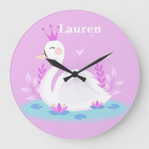 Reloj Redondo Grande Hermoso tema de la princesa de cisne