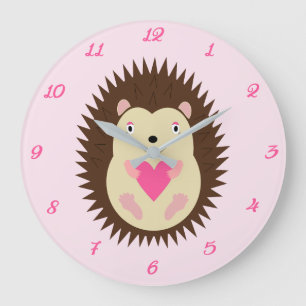 Reloj Redondo Grande Hermoso vivero de niña erizo rosa
