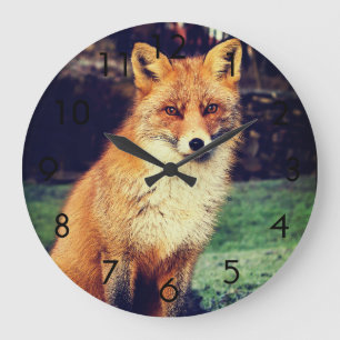 Reloj Redondo Grande Hermoso Zorro Rojo