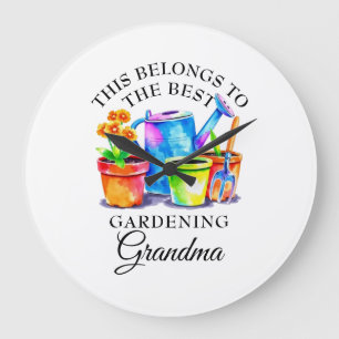 Reloj Redondo Grande Herramientas de jardinería coloridas de color agua