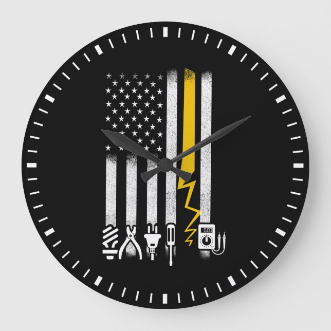 Reloj Redondo Grande Herramientas de la bandera estadounidense para los (Anverso)