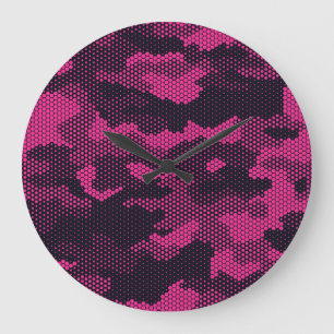 Reloj Redondo Grande Hexagonal de camuflaje, fondo de textura militar
