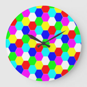 RELOJ REDONDO GRANDE HEXAGONES COLORIDOS