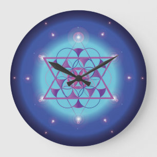 Reloj Redondo Grande Hexagrama, geometría sagrada