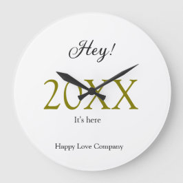 Reloj Redondo Grande Hey it's new year add year gold black simple. Mini