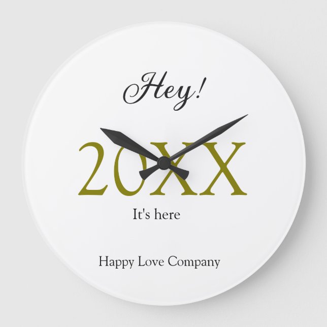 Reloj Redondo Grande Hey it's new year add year gold black simple. Mini (Anverso)