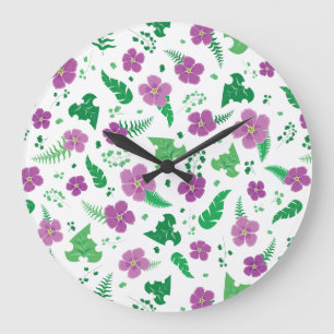Reloj Redondo Grande Hibiscus púrpura