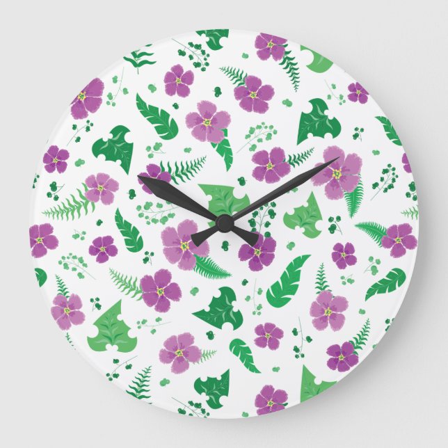 Reloj Redondo Grande Hibiscus púrpura (Anverso)