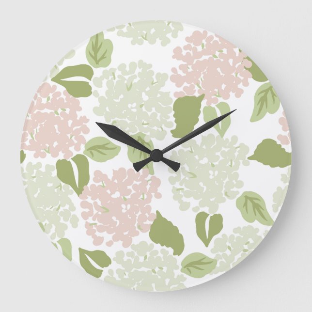 Reloj Redondo Grande Hidrangea granadina bonito de perrito floral (Anverso)