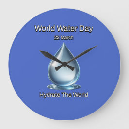 Reloj Redondo Grande Hidrate el mundo. Día Mundial del Agua.