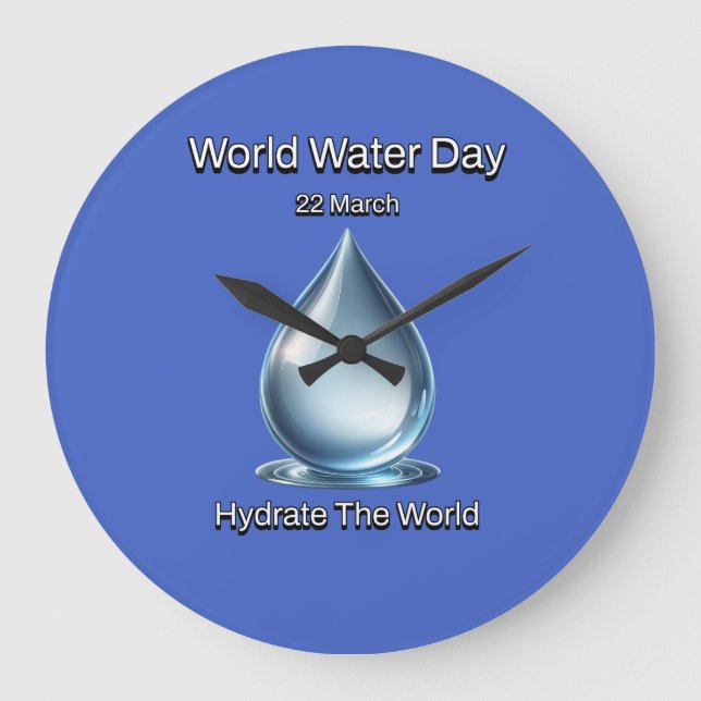 Reloj Redondo Grande Hidrate el mundo. Día Mundial del Agua. (Anverso)