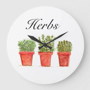 Reloj Redondo Grande Hierbas acuáticas Thyme Rosemary Oregano Planta Po
