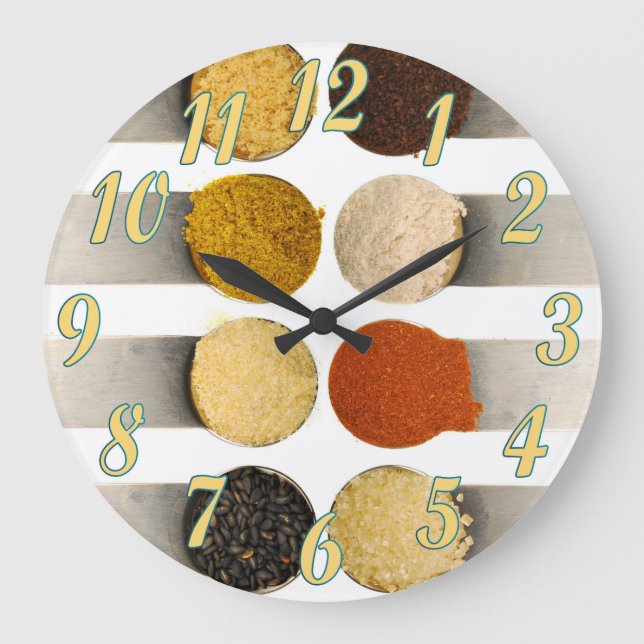 Reloj Redondo Grande Hierbas especias e ingredientes en polvo (Anverso)