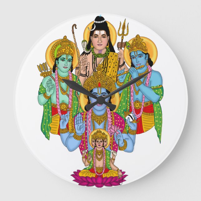 Reloj Redondo Grande Hindu Gods Clock (Anverso)