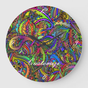 Reloj Redondo Grande Hippie Groovy Psychedelic Design Thunder_Cove