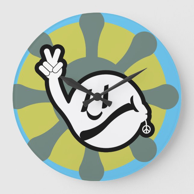 Reloj Redondo Grande HIPPIE ICON flowers 2023 BY MASANSER (Anverso)