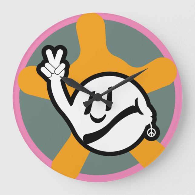 Reloj Redondo Grande HIPPIE ICON flowers 2023 BY MASANSER (Anverso)