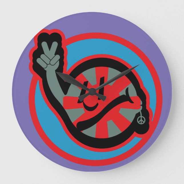 Reloj Redondo Grande HIPPIE ICON flowers FACE 2023 BY MASANSER (Anverso)