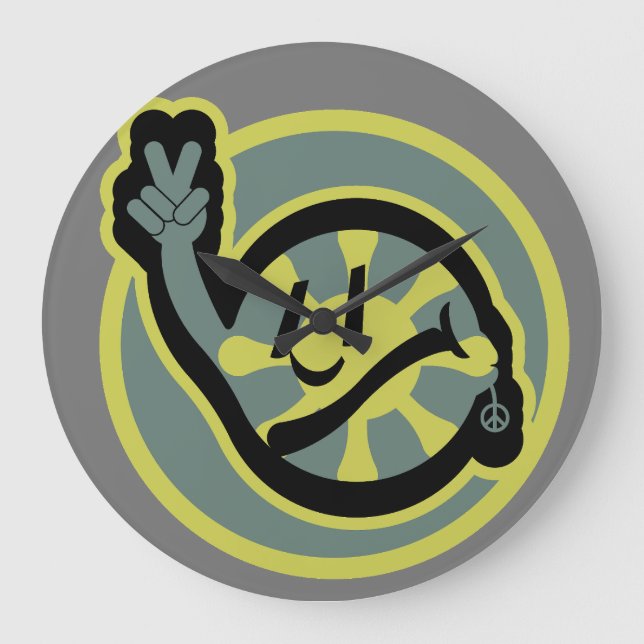 Reloj Redondo Grande HIPPIE ICON flowers FACE 2023 BY MASANSER (Anverso)