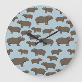 Reloj Redondo Grande Hippopótamo Patrón Hippo  