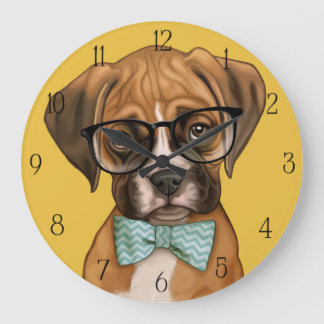 Reloj Redondo Grande Hipster Boxer Puppy