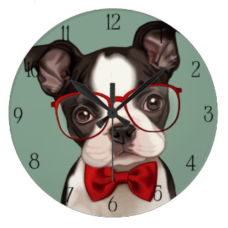 Reloj Redondo Grande Hipster Boxer Puppy