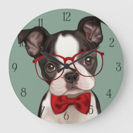 Reloj Redondo Grande Hipster Boxer Puppy