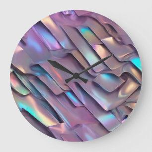 Reloj Redondo Grande Hiridiscente futurista/holográfico abstracto