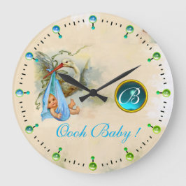 RELOJ REDONDO GRANDE HISTORIAL BEBÉ CHICO DUCHA AZUL GEMSTONE MONOGRAM