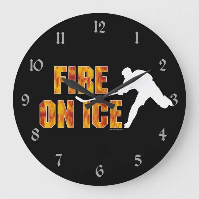 Reloj Redondo Grande Hockey Fire On Ice (Anverso)