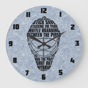 Reloj Redondo Grande Hockey Goalie Mask Word Art