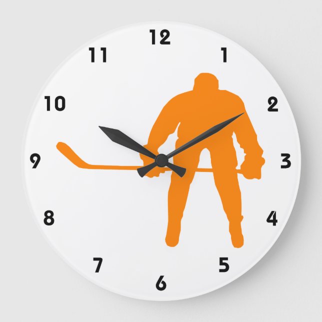 Reloj Redondo Grande Hockey naranja (Anverso)