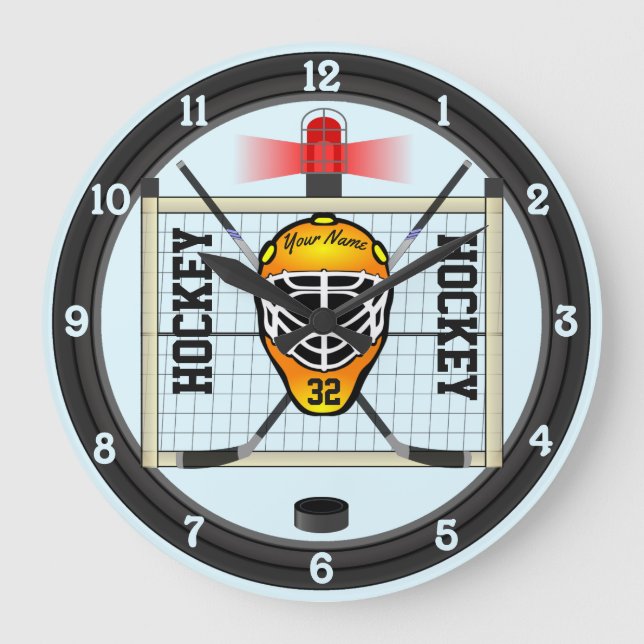 Reloj Redondo Grande Hockey personalizado (Anverso)