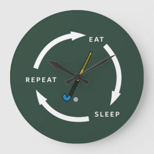 Reloj Redondo Grande Hockey sobre hierba Comiendo Sleep Repetir el disc
