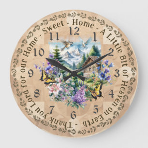 Reloj Redondo Grande Hogar, dulce hogar Gracias Lord Wall Clock